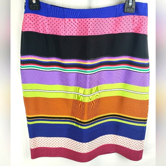 J.Mclaughlin Women's Colorful Ribbon Striped Skirt Sz 8 - Picture 1 of 6
